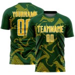 Maillot de football personnalisé Lines Green Sports, uniforme de sport, couleur jaune et blanc, courbé par sublimation