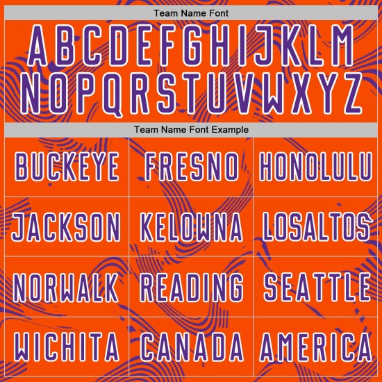 Maillot de football personnalisé violet et blanc, lignes orange et courbes uniformes, sublimation Maillot de football personnalisé violet et blanc, lignes orange et courbes uniformes, sublimation