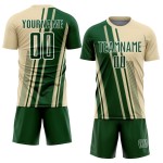 Maillot de football de sport, uniforme, lignes de sublimation crème, personnalisé, vert et blanc