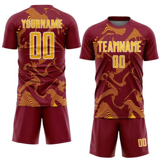 Maillot de football sportif Crimson Custom Lines Curve Uniform Sublimation Or-Blanc Maillot de football sportif Crimson Custom Lines Curve Uniform Sublimation Or-Blanc