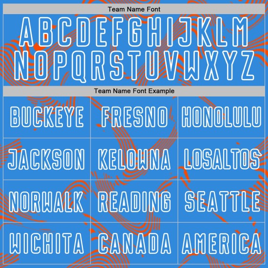 Maillot de football bleu personnalisé avec lignes de sublimation, courbe orange-blanche