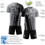 Maillot de football noir et blanc personnalisé à lignes grises par sublimation