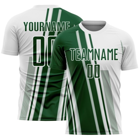 Maillot de football vert à sublimation, lignes personnalisées, sport, blanc Maillot de football vert à sublimation, lignes personnalisées, sport, blanc