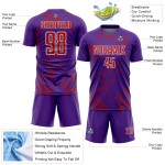 Maillot personnalisé Sports Lines Sublimation Curve Soccer Uniform Violet Rouge-Blanc