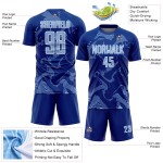 Maillot de football léger à lignes courbes, uniforme de sport, maillot royal, personnalisé, sublimation, bleu et blanc