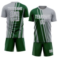 Maillot de football gris vert et blanc, uniforme personnalisé, lignes de sublimation
