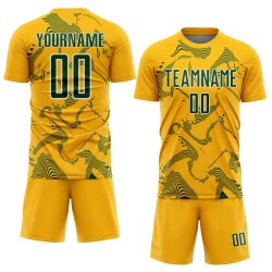 Maillot vert-blanc personnalisé par sublimation Sports Gold Lines Soccer Curve Uniform Maillot vert-blanc personnalisé par sublimation Sports Gold Lines Soccer Curve Uniform