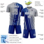 Maillot de football personnalisé Royal-White, sublimation, gris