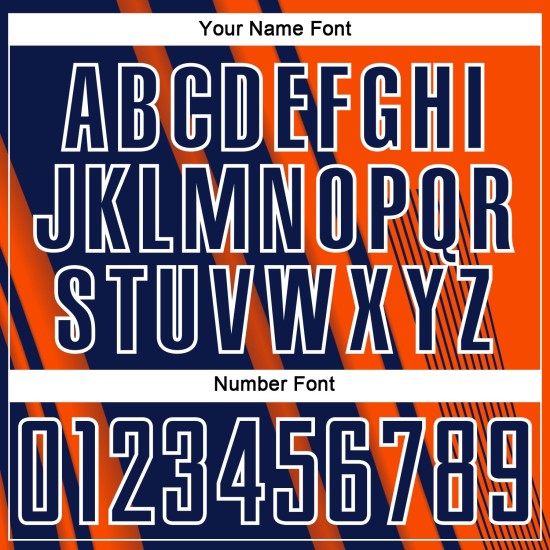 Maillot personnalisé uniforme de football à sublimation bleu marine et blanc, lignes orange, sports