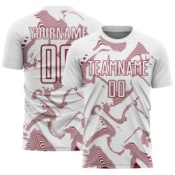 Maillot de football Curve Lines blanc, uniforme de sublimation, Crimson Sports Custom