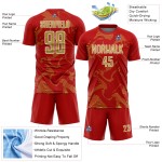 Maillot Old Curve Sublimation Lignes Or-Blanc Personnalisé Rouge Sport Uniforme Football Maillot Old Curve Sublimation Lignes Or-Blanc Personnalisé Rouge Sport Uniforme Football