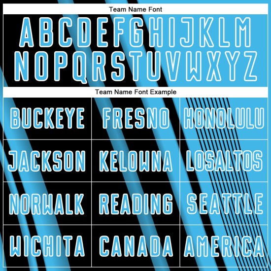 Maillot de football sublimé Lines Blue Sky Sports, uniforme personnalisé noir et blanc