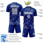 Maillot de football personnalisé gris-blanc Royal Lines Uniforme de sublimation Sports Curve Maillot de football personnalisé gris-blanc Royal Lines Uniforme de sublimation Sports Curve