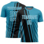 Maillot de football de sport uniforme Lignes noir-blanc bleu personnalisé Panther Sublimation