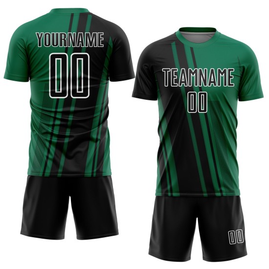 Maillot de football personnalisé par sublimation Uniform Lines Kelly noir-blanc vert Sports Maillot de football personnalisé par sublimation Uniform Lines Kelly noir-blanc vert Sports