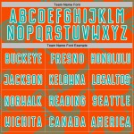 Maillot de football personnalisé orange à sublimation, uniforme de sport, courbe aqua-blanc Maillot de football personnalisé orange à sublimation, uniforme de sport, courbe aqua-blanc