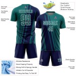 Maillot Sports Lines bleu marine et blanc, uniforme de football personnalisé par sublimation, bleu sarcelle