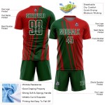Maillot de football personnalisé à sublimation vert et blanc avec lignes rouges Maillot de football personnalisé à sublimation vert et blanc avec lignes rouges