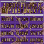 Maillot de football personnalisé violet à lignes dorées et noires, courbure violette, uniforme de football à sublimation, ancien