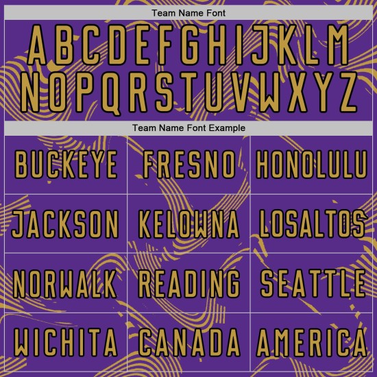 Maillot de football personnalisé violet à lignes dorées et noires, courbure violette, uniforme de football à sublimation, ancien