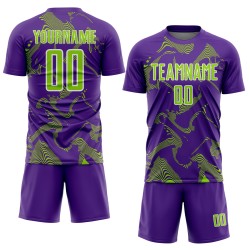 Maillot de football à lignes uniformes, violet, vert fluo et blanc, personnalisé, sublimation Maillot de football à lignes uniformes, violet, vert fluo et blanc, personnalisé, sublimation