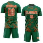 Maillot orange-blanc de sport, uniforme de football vert sublimé, Kelly Lines Curve personnalisé Maillot orange-blanc de sport, uniforme de football vert sublimé, Kelly Lines Curve personnalisé