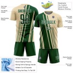 Maillot de football de sport, uniforme, lignes de sublimation crème, personnalisé, vert et blanc