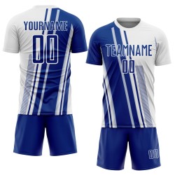 Maillot de sport de football à sublimation, lignes blanches uniformes, personnalisé, royal Maillot de sport de football à sublimation, lignes blanches uniformes, personnalisé, royal