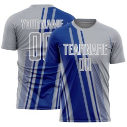 Maillot de football personnalisé Royal-White, sublimation, gris