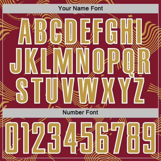 Maillot de sublimation Curve, lignes uniformes, football personnalisé, vieil or-blanc, sports cramoisi