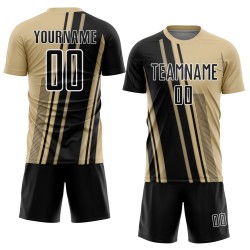 Maillot de football personnalisé Gold Sports noir et blanc, sublimation Vegas Lines Uniform Maillot de football personnalisé Gold Sports noir et blanc, sublimation Vegas Lines Uniform