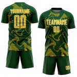 Maillot de football personnalisé Lines Green Sports, uniforme de sport, couleur jaune et blanc, courbé par sublimation