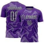 Maillot de football personnalisé gris-noir, lignes violettes, sublimation, Curve Sports Maillot de football personnalisé gris-noir, lignes violettes, sublimation, Curve Sports