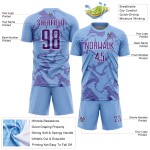 Maillot de football violet et blanc à sublimation bleue et courbe personnalisée Maillot de football violet et blanc à sublimation bleue et courbe personnalisée