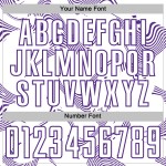 Maillot de football blanc, courbé, lignes violettes, personnalisé, sublimation Maillot de football blanc, courbé, lignes violettes, personnalisé, sublimation