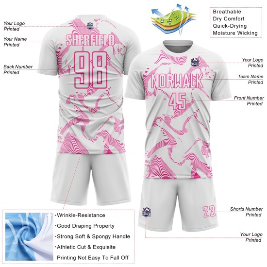 Maillot de football rose à sublimation, uniforme blanc, personnalisé Curve Sports Maillot de football rose à sublimation, uniforme blanc, personnalisé Curve Sports