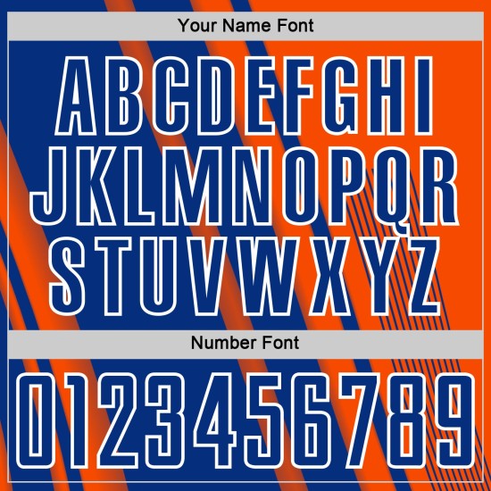 Maillot de football orange à sublimation, uniforme sportif personnalisé, lignes bleu royal et blanc Maillot de football orange à sublimation, uniforme sportif personnalisé, lignes bleu royal et blanc