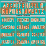 Maillot de sport Aqua Uniform Sublimation Lignes orange-blanches Courbe personnalisée Soccer