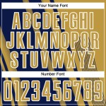 Maillot de football personnalisé par sublimation bleu marine et blanc Old Sports Lines, doré