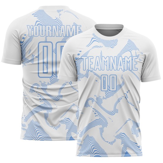 Maillot de football Curve Light Uniform White Lines, personnalisé par sublimation, bleu Maillot de football Curve Light Uniform White Lines, personnalisé par sublimation, bleu