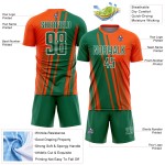Maillot de sport Kelly personnalisé à sublimation, lignes de football, orange, vert et blanc