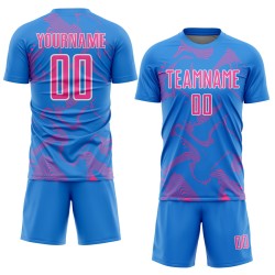 Maillot de sublimation, uniforme, lignes, courbes en poudre, bleu, sport personnalisé, rose et blanc, football Maillot de sublimation, uniforme, lignes, courbes en poudre, bleu, sport personnalisé, rose et blanc, football