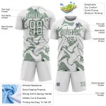 Maillot de football blanc vert à lignes personnalisées, uniforme de sublimation