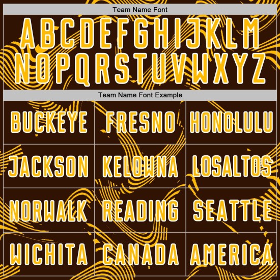 Maillot de football marron personnalisé, lignes courbes, uniforme de sport par sublimation, or et blanc