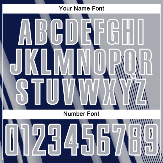 Maillot de football personnalisé à sublimation, lignes grises, bleu marine et blanc