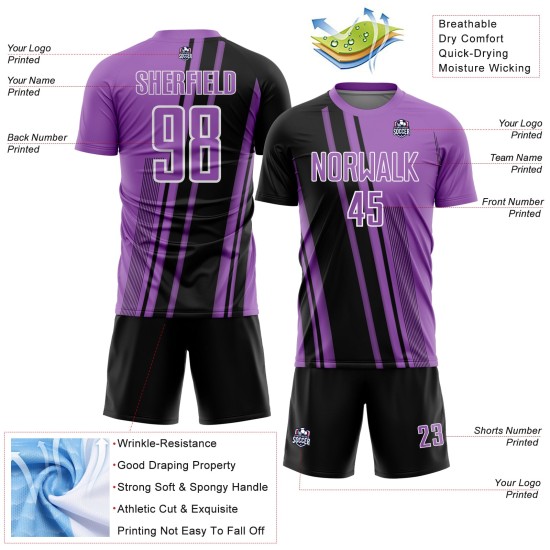 Maillot de sport violet taille M, lignes personnalisées, sublimation, football, noir et blanc Maillot de sport violet taille M, lignes personnalisées, sublimation, football, noir et blanc