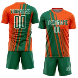 Maillot de sport Kelly personnalisé à sublimation, lignes de football, orange, vert et blanc Maillot de sport Kelly personnalisé à sublimation, lignes de football, orange, vert et blanc