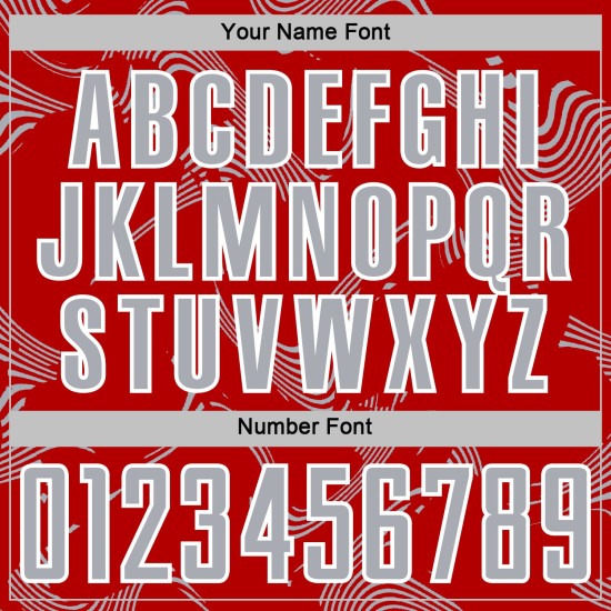 Maillot de football à sublimation gris-blanc, courbes rouges, lignes personnalisées