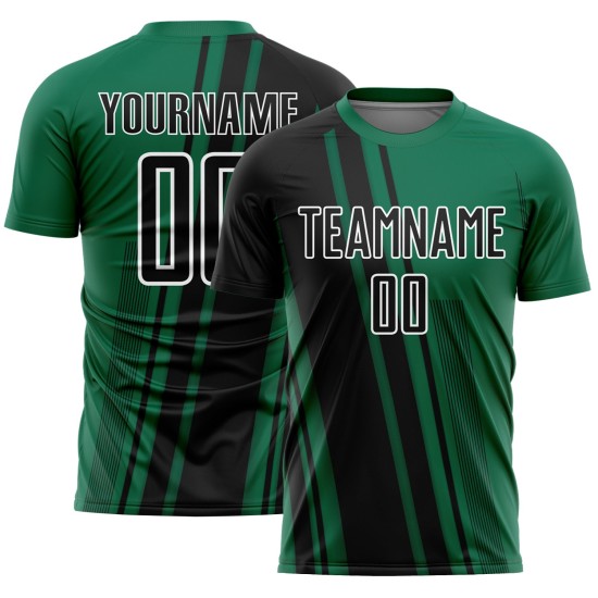 Maillot de football personnalisé par sublimation Uniform Lines Kelly noir-blanc vert Sports Maillot de football personnalisé par sublimation Uniform Lines Kelly noir-blanc vert Sports