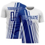 Maillot de sport de football à sublimation, lignes blanches uniformes, personnalisé, royal Maillot de sport de football à sublimation, lignes blanches uniformes, personnalisé, royal
